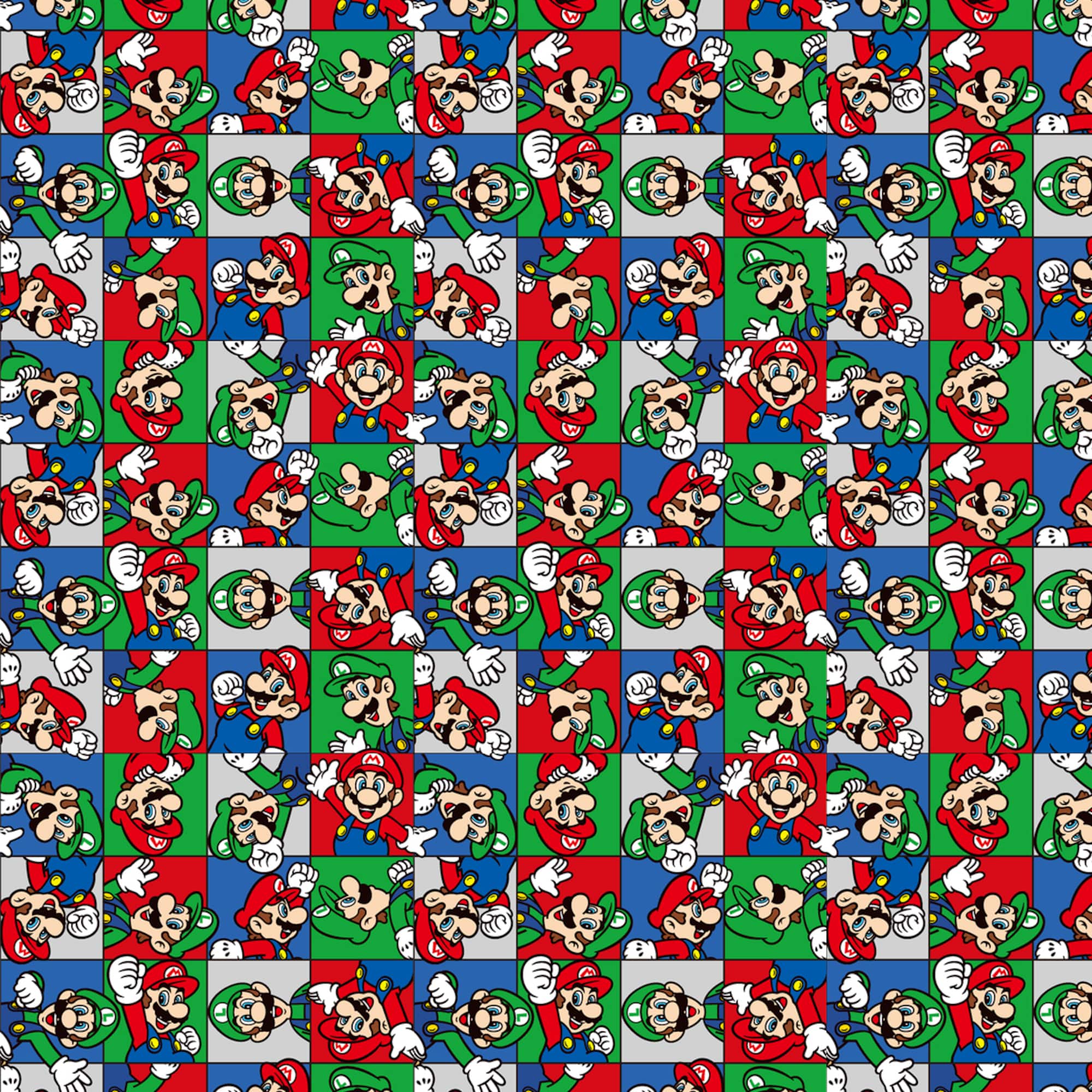 Nintendo® Mario Bros.™ Character Grid Cotton Fabric